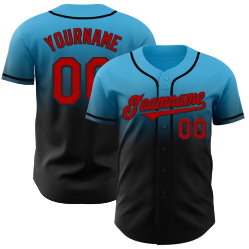 FadeFashion1078 Custom Sky Blue Red-Black Authentic Fade Fashion Baseball Jersey