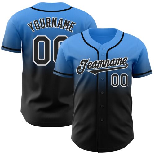 FadeFashion1079 Custom Electric Blue Black-White Authentic Fade Fashion Baseball Jersey