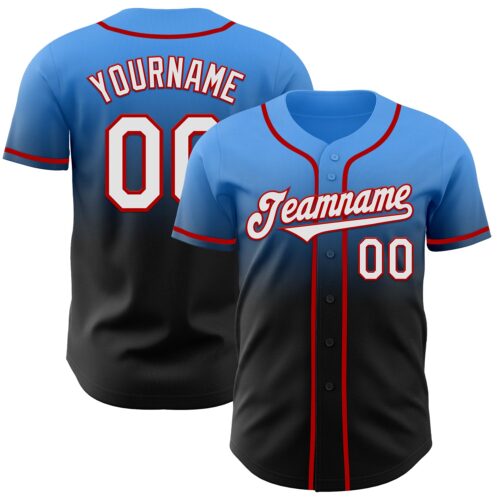 FadeFashion1081 Custom Electric Blue Black-Red Authentic Fade Fashion Baseball Jersey