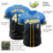 Custom Electric Blue Black-Yellow Authentic Fade Fashion Baseball Jersey
