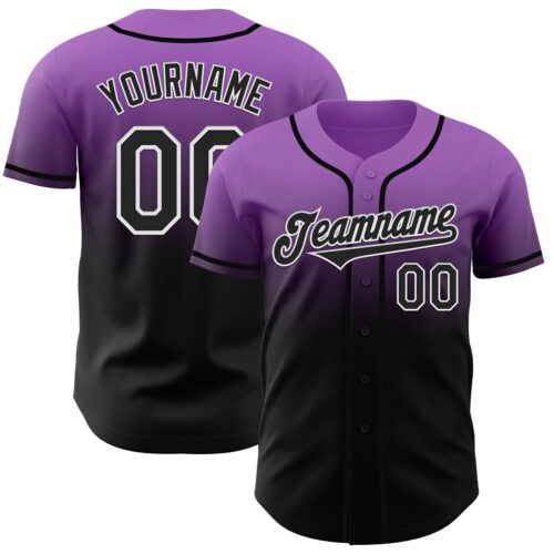 FadeFashion1088 Custom Medium Purple Black-White Authentic Fade Fashion Baseball Jersey
