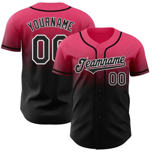 FadeFashion1091 Custom Neon Pink Black-White Authentic Fade Fashion Baseball Jersey