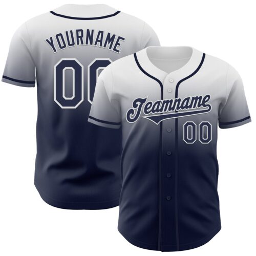 FadeFashion1097 Custom White Navy Authentic Fade Fashion Baseball Jersey