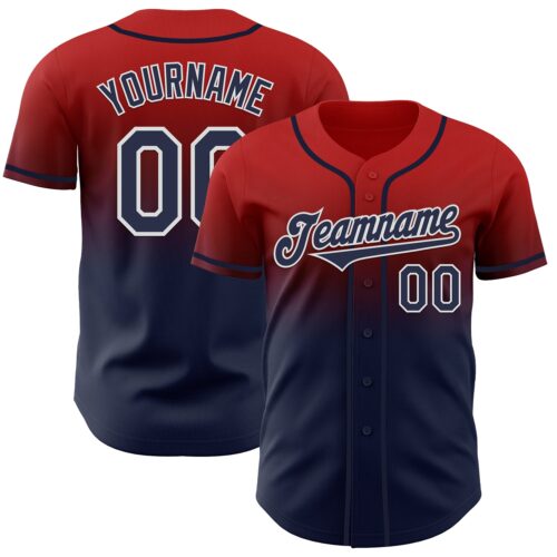 FadeFashion1104 Custom Red Navy-White Authentic Fade Fashion Baseball Jersey