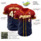 Custom Red Navy-Gold Authentic Fade Fashion Baseball Jersey