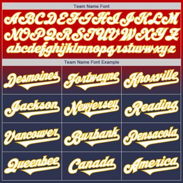 Custom Red Navy-Gold Authentic Fade Fashion Baseball Jersey