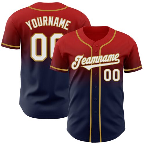 FadeFashion1106 Custom Red Navy-Old Gold Authentic Fade Fashion Baseball Jersey