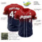 Custom Red Navy-Gray Authentic Fade Fashion Baseball Jersey