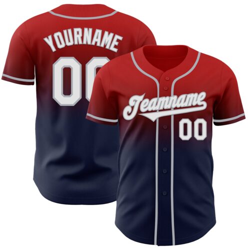 FadeFashion1107 Custom Red Navy-Gray Authentic Fade Fashion Baseball Jersey