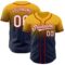 Custom Gold Navy-Red Authentic Fade Fashion Baseball Jersey