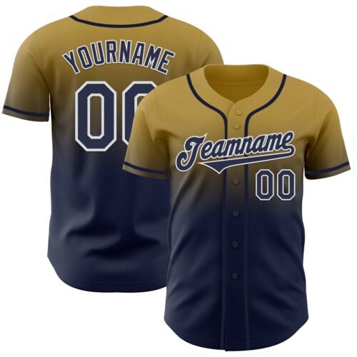 FadeFashion1112 Custom Old Gold Navy-White Authentic Fade Fashion Baseball Jersey