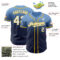 Custom Light Blue Navy-Yellow Authentic Fade Fashion Baseball Jersey