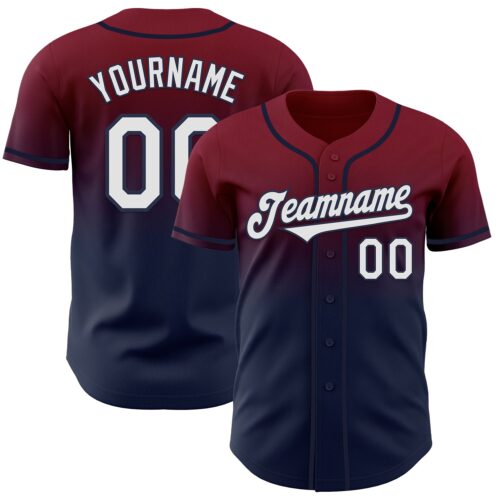 FadeFashion1120 Custom Crimson White-Navy Authentic Fade Fashion Baseball Jersey