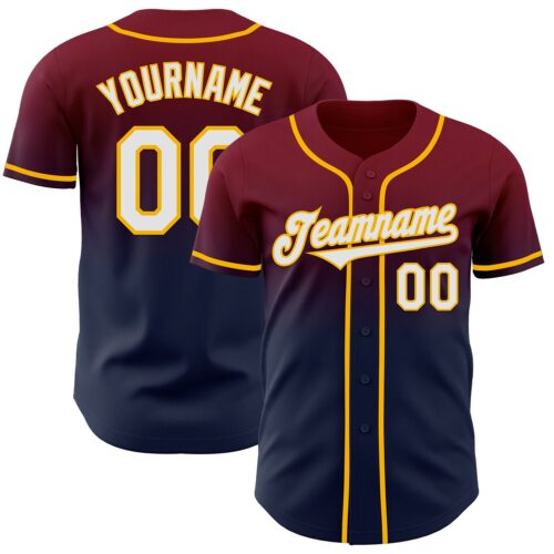 FadeFashion1121 Custom Crimson Navy-Gold Authentic Fade Fashion Baseball Jersey