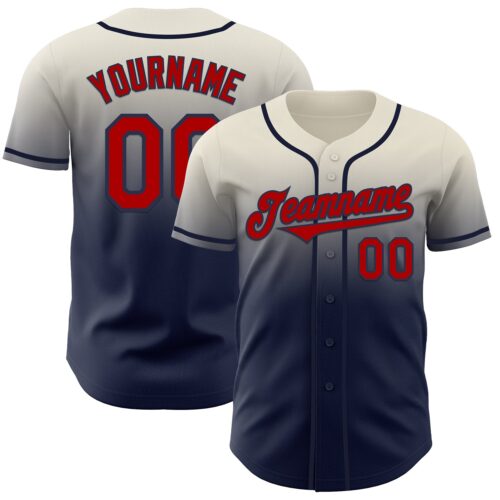 FadeFashion1123 Custom Cream Red-Navy Authentic Fade Fashion Baseball Jersey