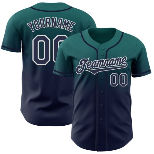 FadeFashion1125 Custom Teal Navy-White Authentic Fade Fashion Baseball Jersey