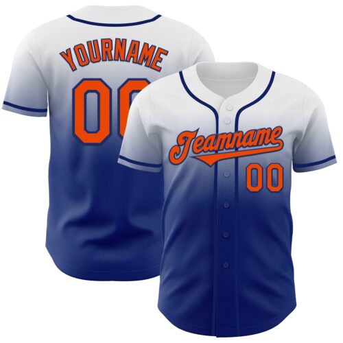 FadeFashion1133 Custom White Orange-Royal Authentic Fade Fashion Baseball Jersey