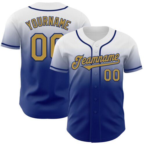 FadeFashion1134 Custom White Old Gold-Royal Authentic Fade Fashion Baseball Jersey