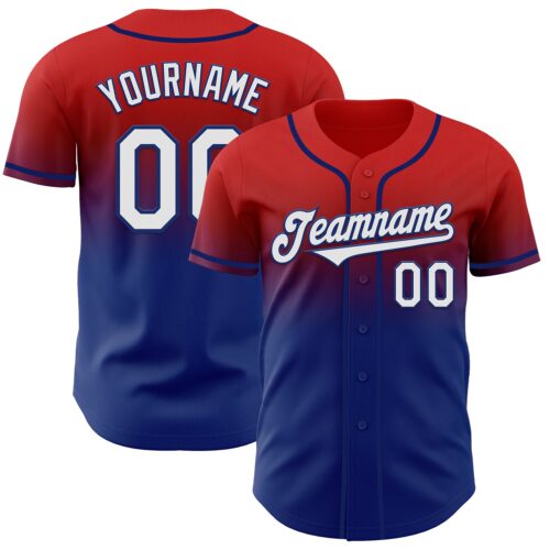 FadeFashion1136 Custom Red White-Royal Authentic Fade Fashion Baseball Jersey