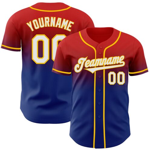 FadeFashion1137 Custom Red White Royal-Yellow Authentic Fade Fashion Baseball Jersey