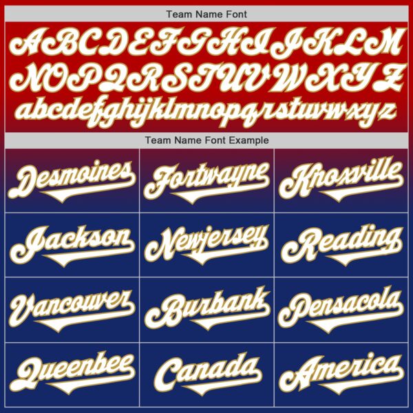 Custom Red White Royal-Old Gold Authentic Fade Fashion Baseball Jersey