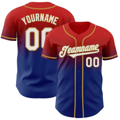 FadeFashion1138 Custom Red White Royal-Old Gold Authentic Fade Fashion Baseball Jersey