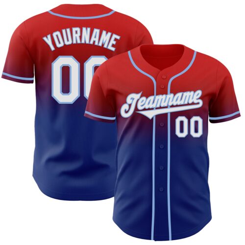 FadeFashion1139 Custom Red White Royal-Light Blue Authentic Fade Fashion Baseball Jersey