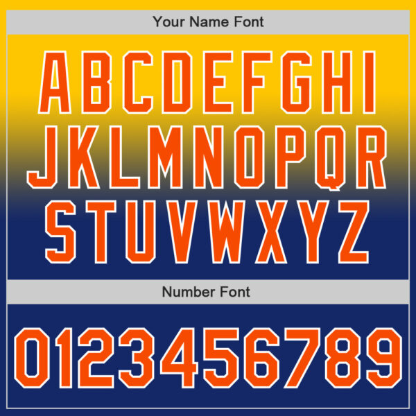 Custom Yellow Orange Royal-White Authentic Fade Fashion Baseball Jersey