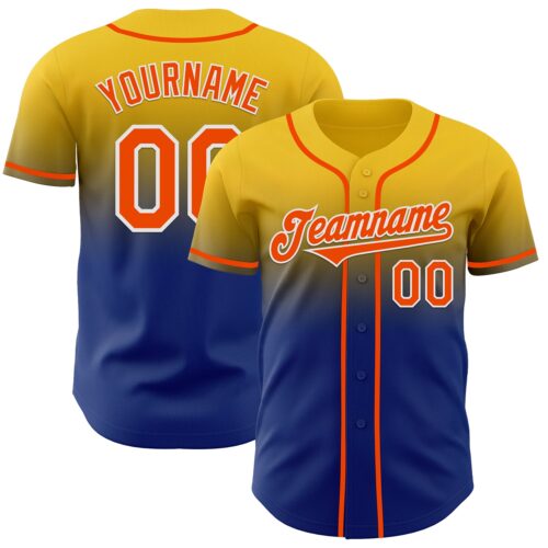 FadeFashion1142 Custom Yellow Orange Royal-White Authentic Fade Fashion Baseball Jersey
