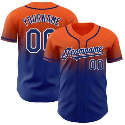 FadeFashion1143 Custom Orange Royal-White Authentic Fade Fashion Baseball Jersey
