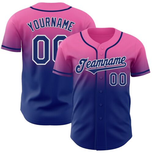 FadeFashion1144 Custom Pink Royal-White Authentic Fade Fashion Baseball Jersey