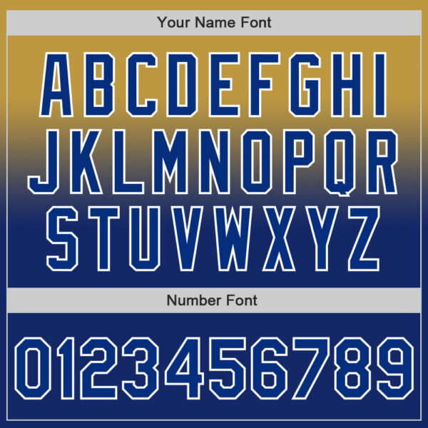 Custom Old Gold Royal-White Authentic Fade Fashion Baseball Jersey