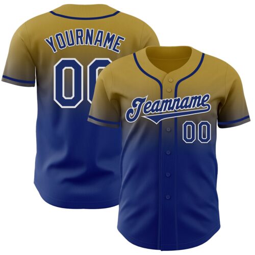 FadeFashion1145 Custom Old Gold Royal-White Authentic Fade Fashion Baseball Jersey
