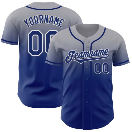 FadeFashion1146 Custom Gray Royal-White Authentic Fade Fashion Baseball Jersey