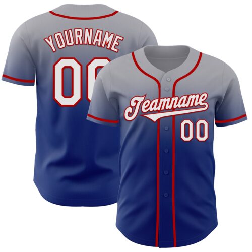 FadeFashion1147 Custom Gray White Royal-Red Authentic Fade Fashion Baseball Jersey