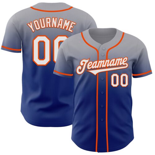 FadeFashion1148 Custom Gray White Royal-Orange Authentic Fade Fashion Baseball Jersey
