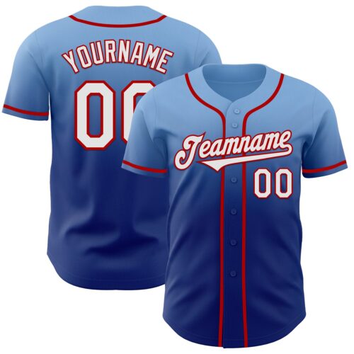 FadeFashion1151 Custom Light Blue White Royal-Red Authentic Fade Fashion Baseball Jersey