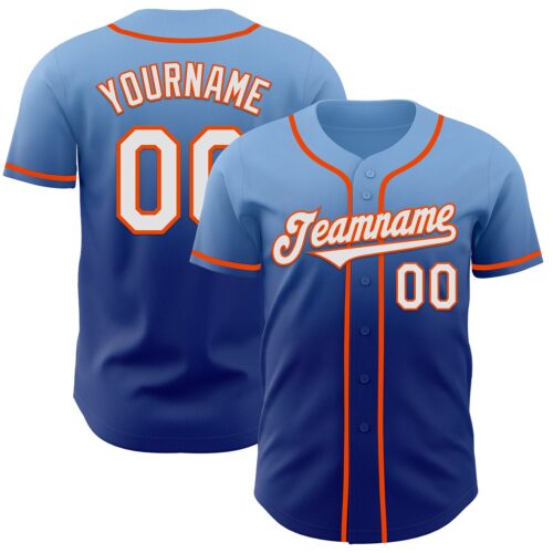 FadeFashion1152 Custom Light Blue White Royal-Orange Authentic Fade Fashion Baseball Jersey