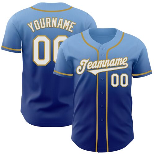 FadeFashion1154 Custom Light Blue White Royal-Old Gold Authentic Fade Fashion Baseball Jersey
