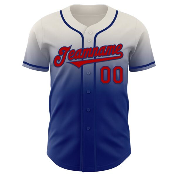 Custom Cream Red-Royal Authentic Fade Fashion Baseball Jersey
