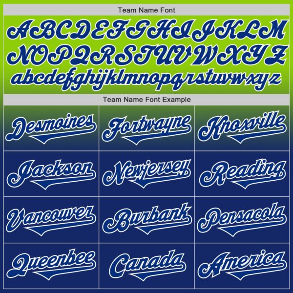 Custom Neon Green Royal-White Authentic Fade Fashion Baseball Jersey