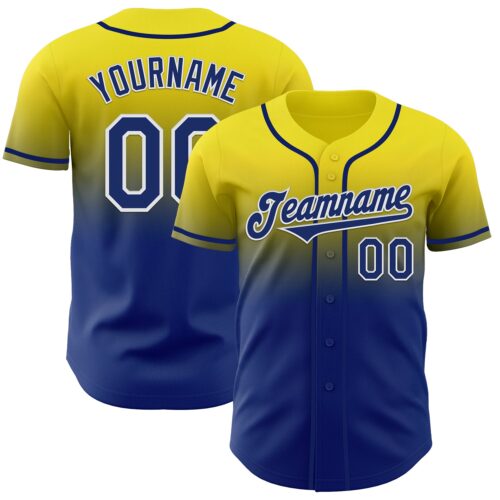 FadeFashion1158 Custom Light Yellow Royal-White Authentic Fade Fashion Baseball Jersey