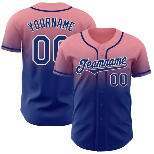 FadeFashion1160 Custom Medium Pink Royal-White Authentic Fade Fashion Baseball Jersey