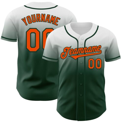 FadeFashion1161 Custom White Orange-Green Authentic Fade Fashion Baseball Jersey