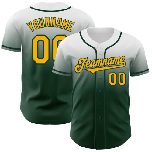 FadeFashion1162 Custom White Gold-Green Authentic Fade Fashion Baseball Jersey