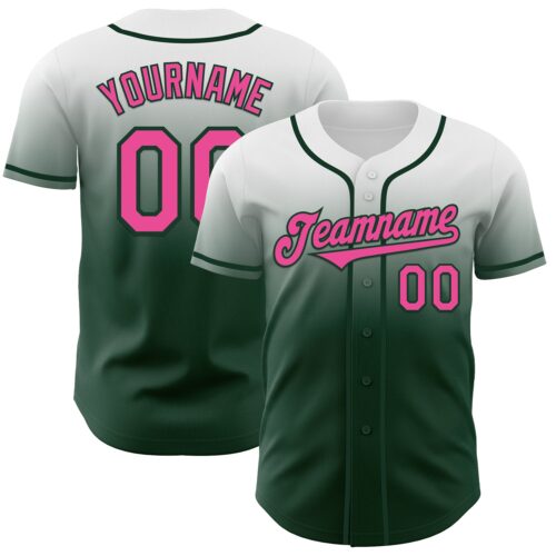 FadeFashion1163 Custom White Pink-Green Authentic Fade Fashion Baseball Jersey