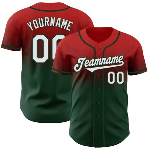 FadeFashion1165 Custom Red White-Green Authentic Fade Fashion Baseball Jersey
