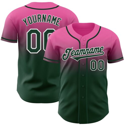 FadeFashion1167 Custom Pink Green-White Authentic Fade Fashion Baseball Jersey