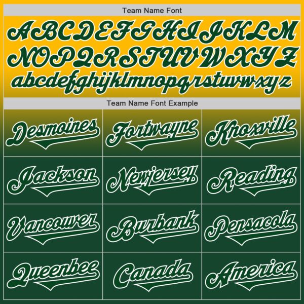Custom Gold Green-White Authentic Fade Fashion Baseball Jersey