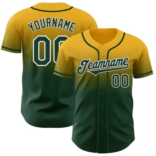 FadeFashion1168 Custom Gold Green-White Authentic Fade Fashion Baseball Jersey